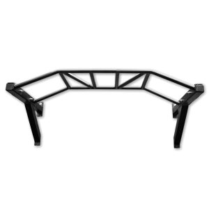 Vista frontal completa de la Barra de Dominadas Multigrip Blacksmith, destacando su diseño robusto, múltiples agarres angulados y estructura profesional para entrenamiento de fuerza.