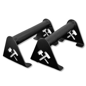 Mini paralelas Blacksmith Pro – diseño compacto visto desde arriba, ideal para fondos, planchas y ejercicios de calistenia con máxima estabilidad.
